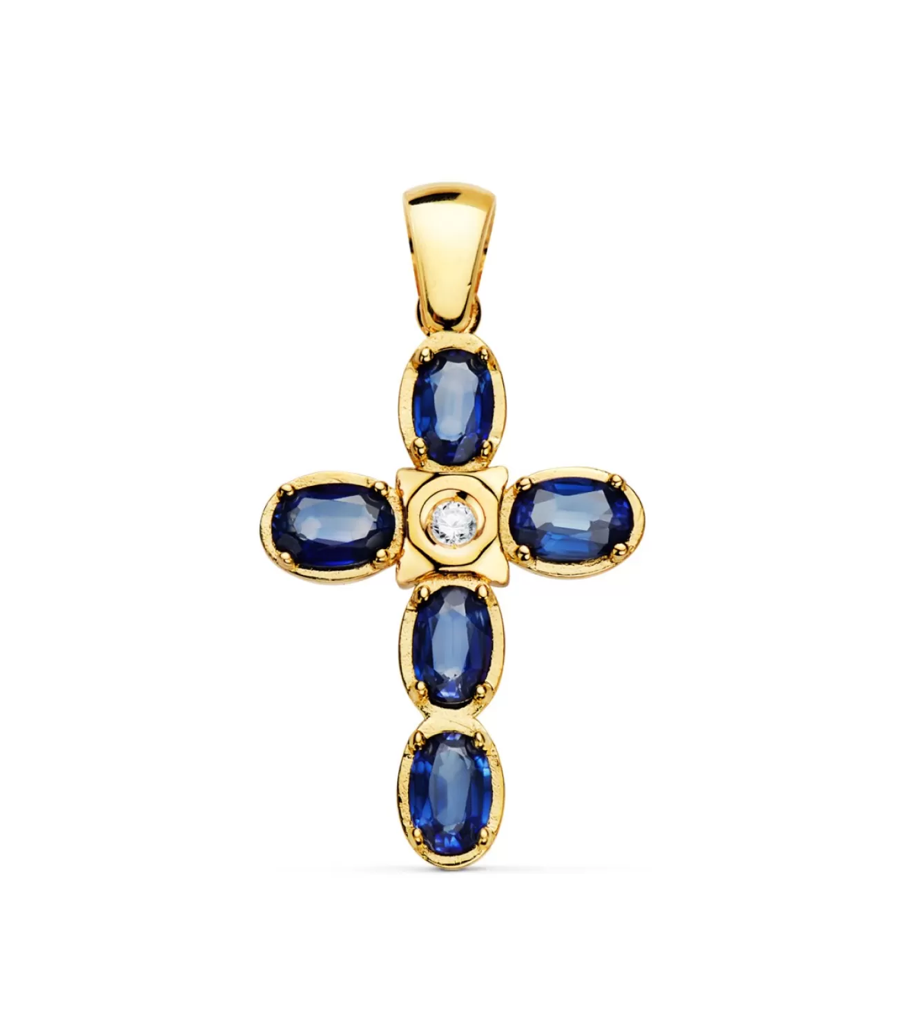 Colgante Cruz Oro Amarillo 28Mm Zafiros Y Diamante<Alda Joyeros Best