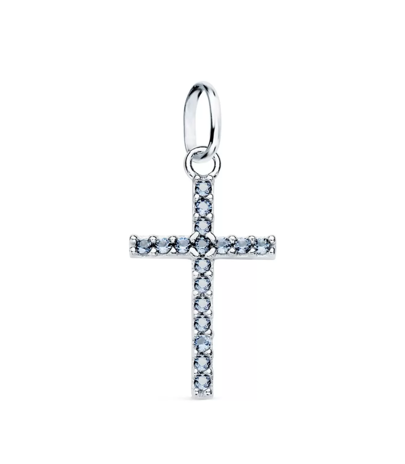 Colgante Cruz Oro Blanco 18K Azul<Alda Joyeros Fashion