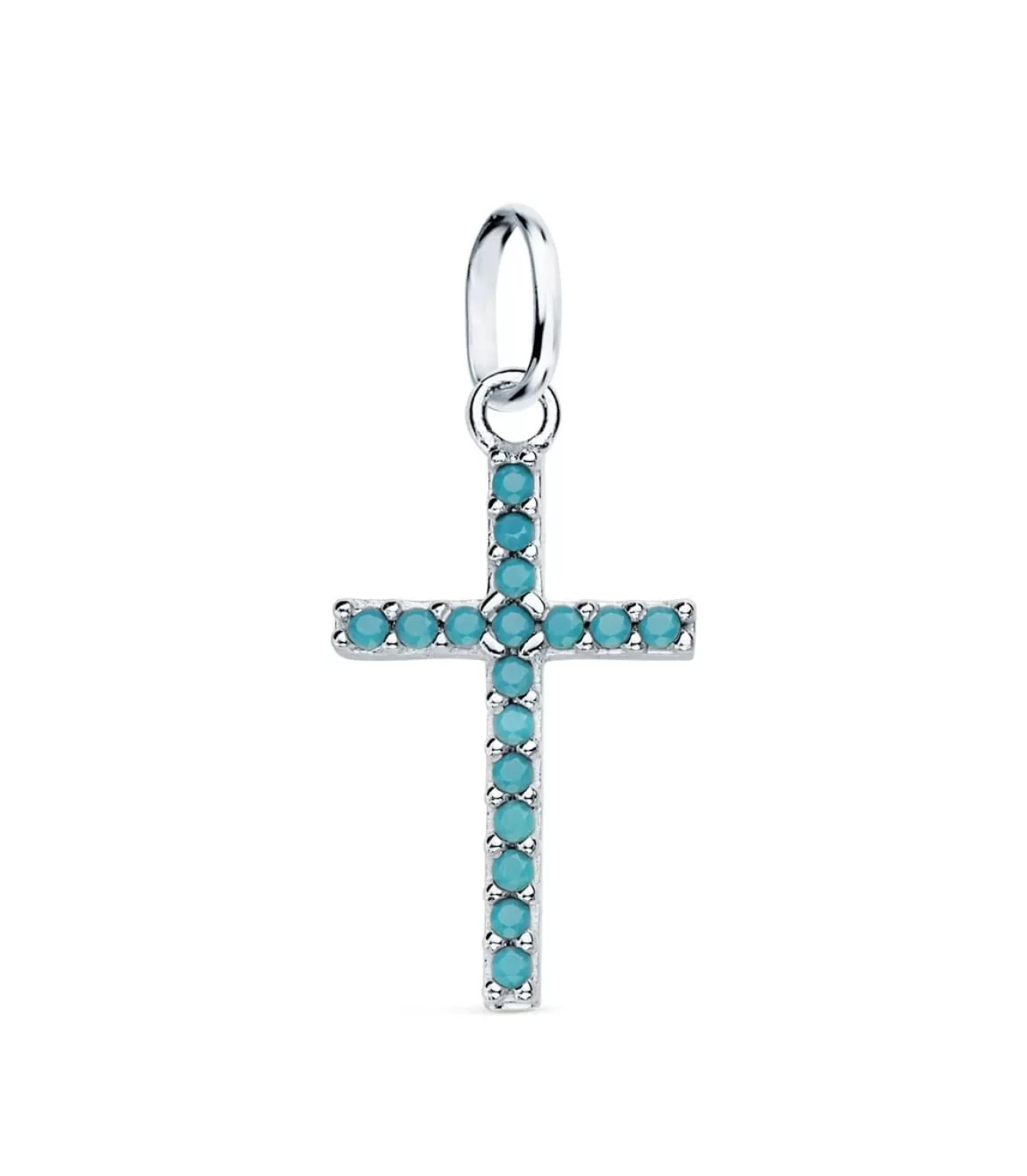 Colgante Cruz Oro Blanco 18K Turquesa<Alda Joyeros Outlet