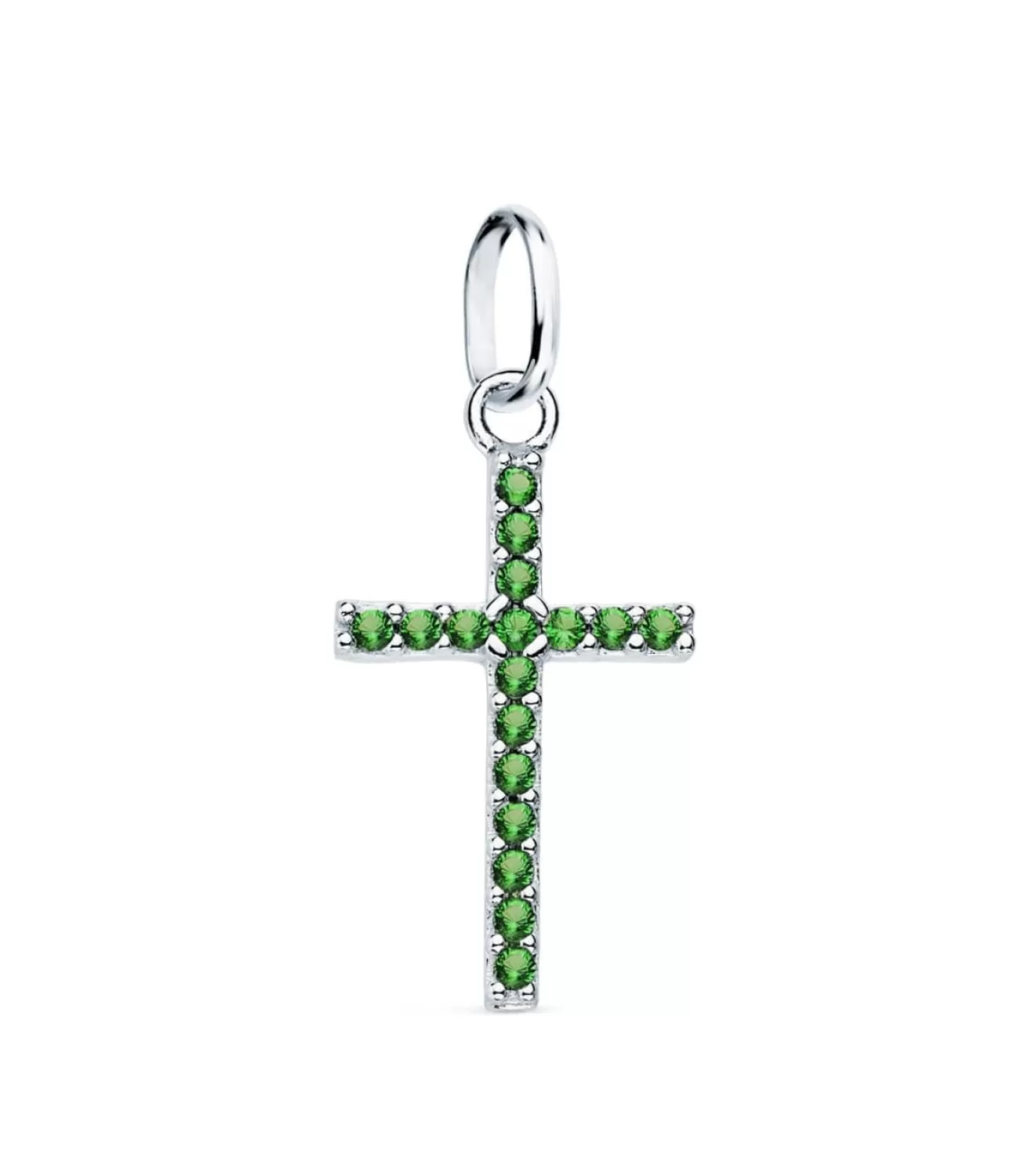 Colgante Cruz Oro Blanco 18K Verde<Alda Joyeros Hot