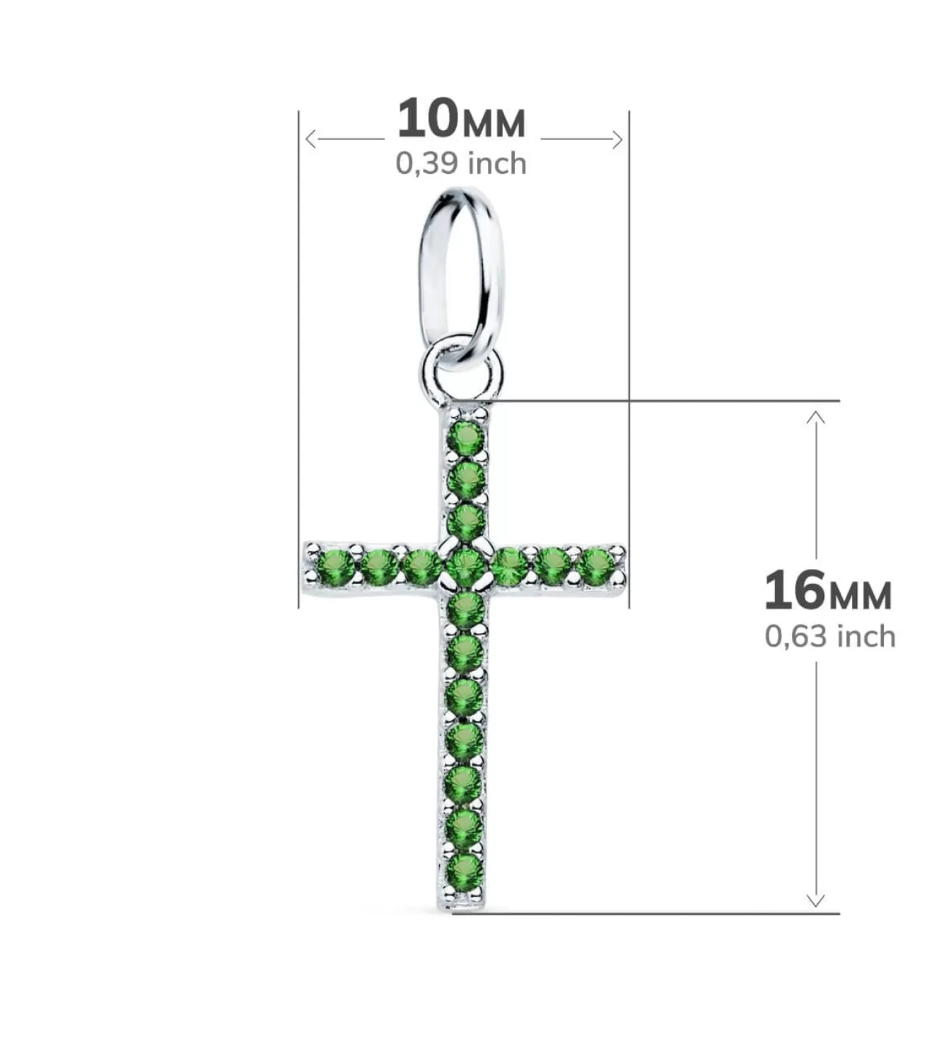Colgante Cruz Oro Blanco 18K Verde<Alda Joyeros Hot
