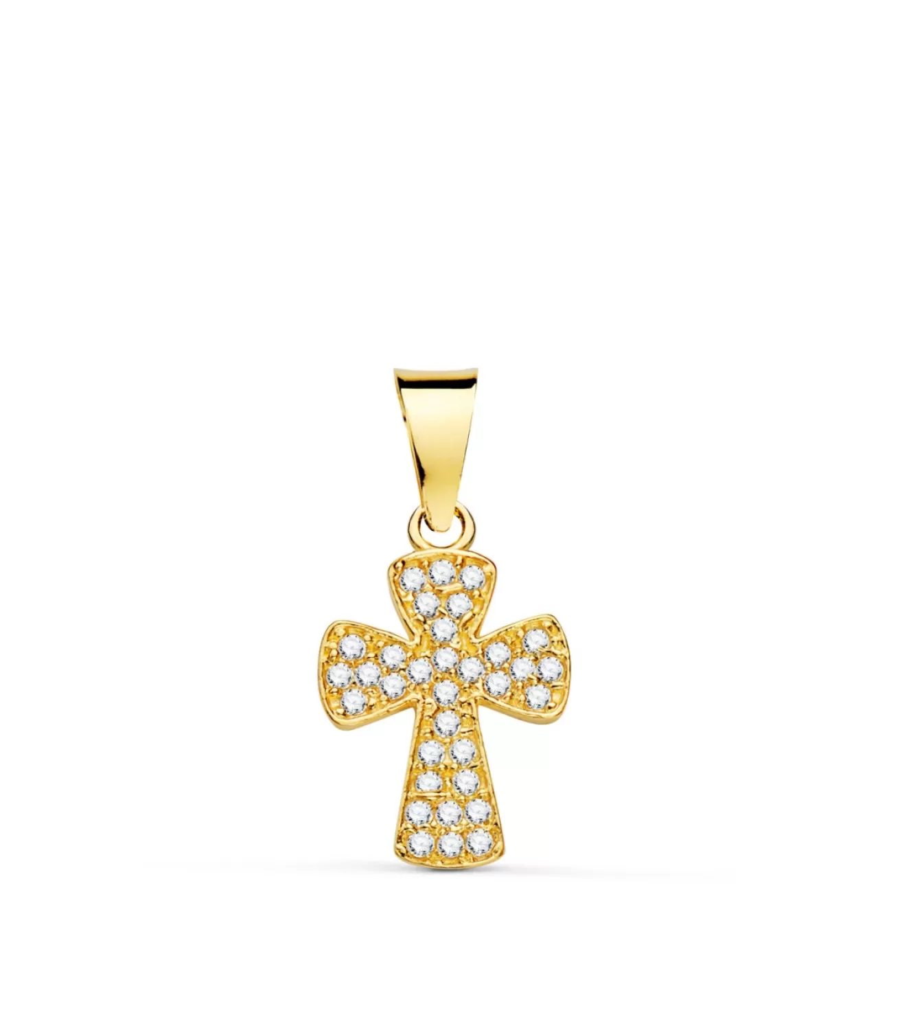 Colgante Cruz Pave De Oro Amarillo 18K 14Mm<Alda Joyeros Online