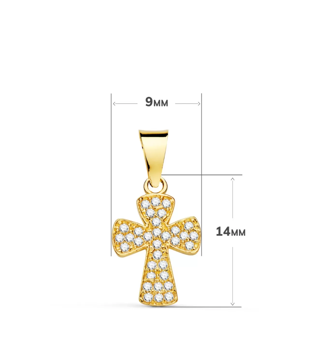 Colgante Cruz Pave De Oro Amarillo 18K 14Mm<Alda Joyeros Online