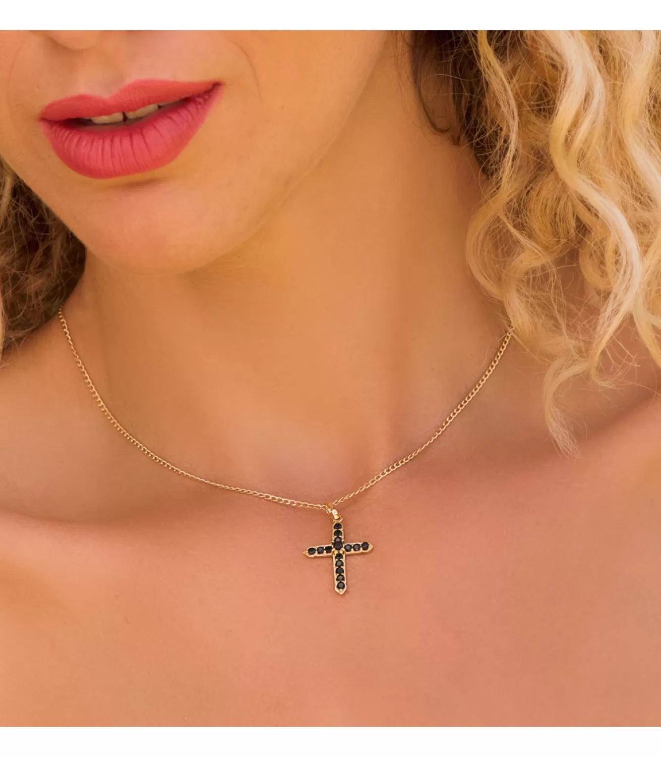 Colgante Cruz Piedras Negras Oro 18K<Alda Joyeros Discount