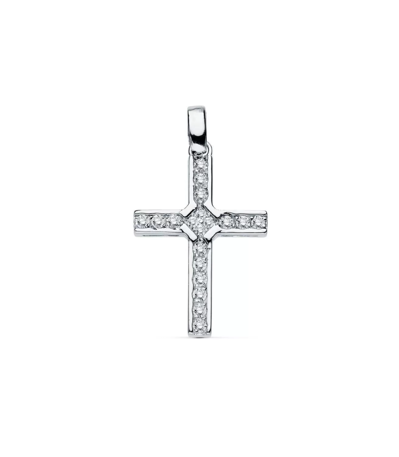 Colgante De Mujer Oro Blanco 18K Cruz Gemas I<Alda Joyeros Fashion