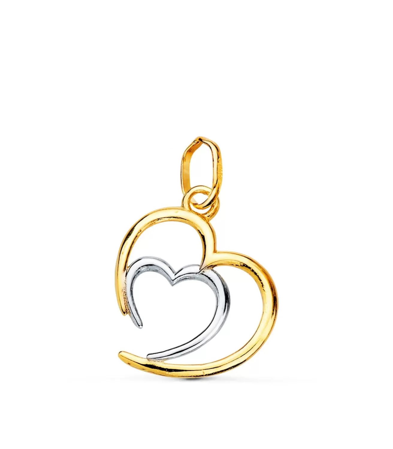 Colgante Doble Corazon Oro Bicolor 18K<Alda Joyeros Flash Sale