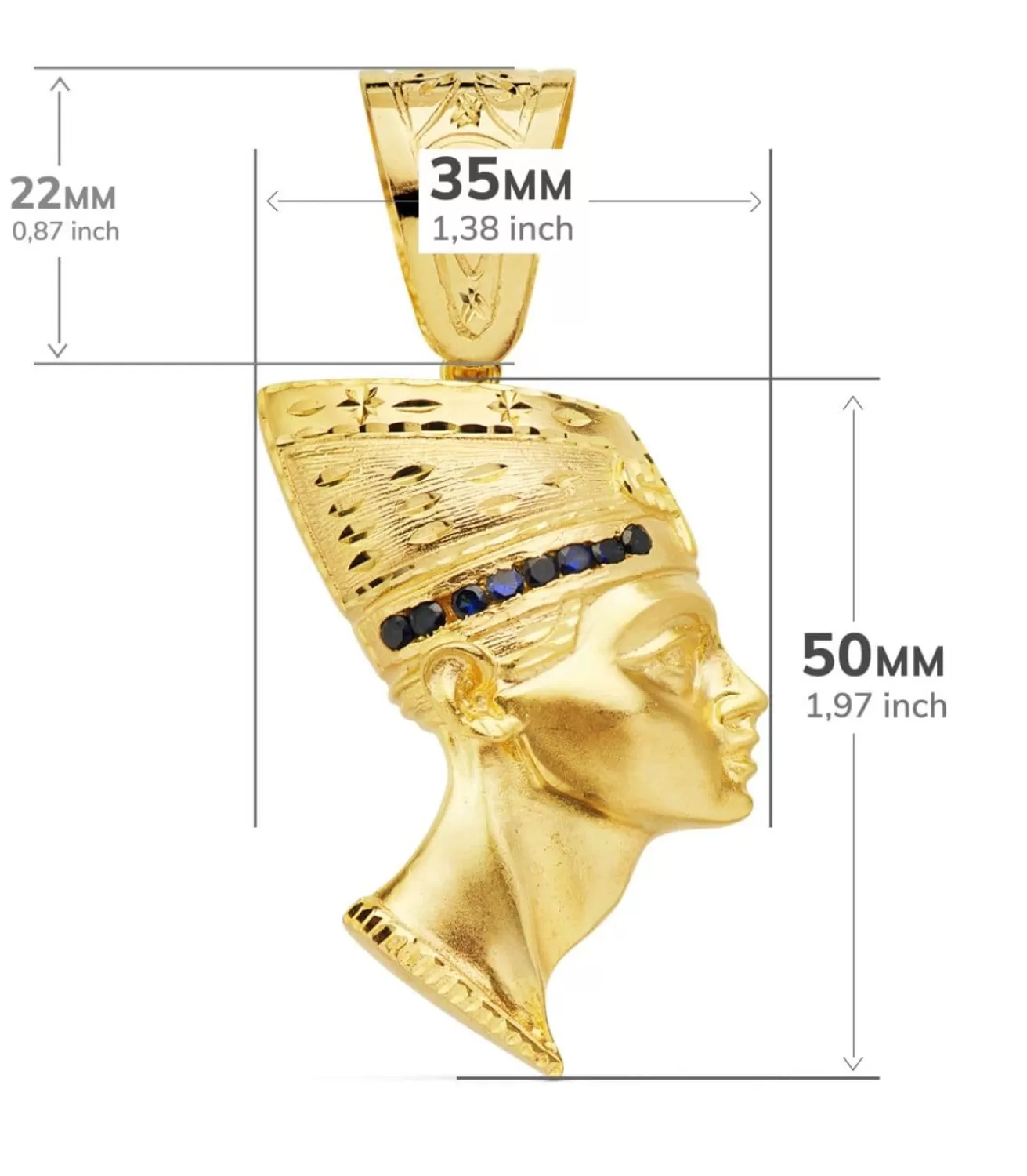 Colgante Egipcio Nefertiti Oro 18K Piedras Azules<Alda Joyeros Online