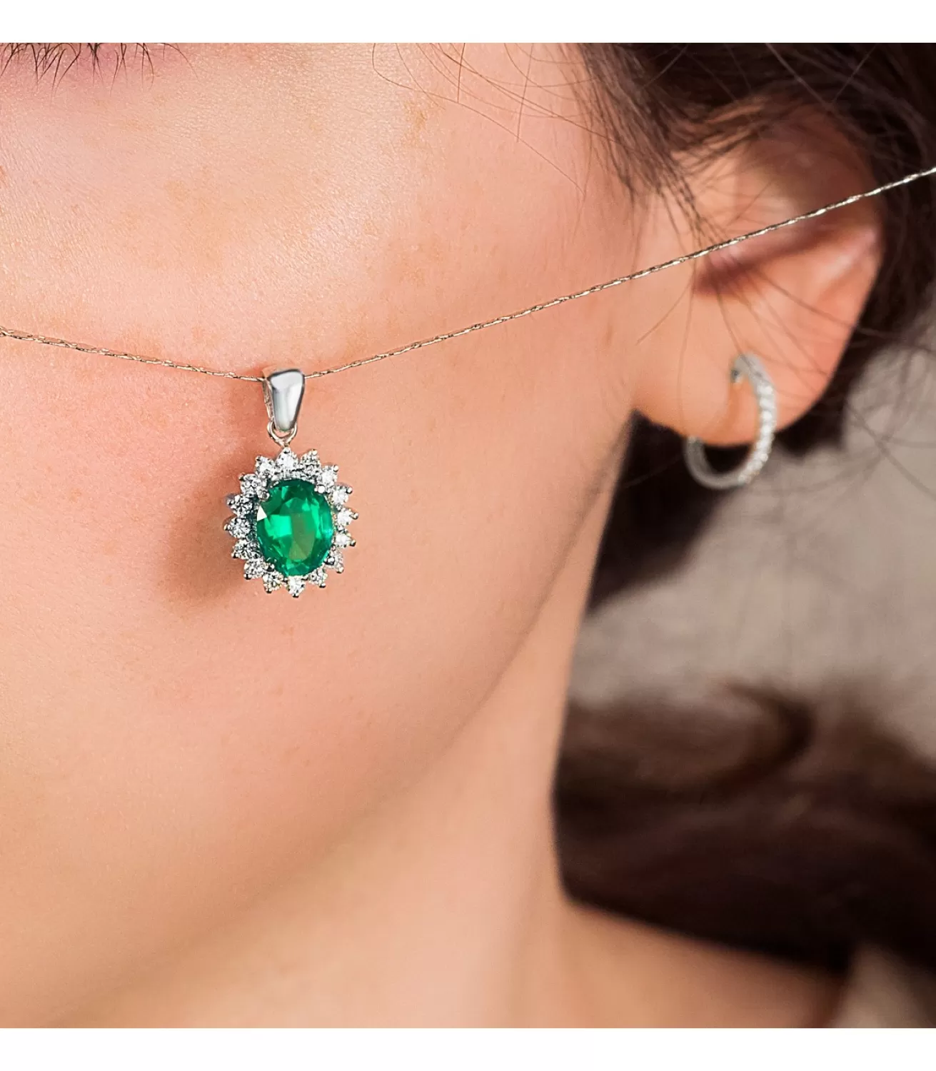 Colgante Galadriel Ob 18K Esmeralda 1.74 Q Diamantes<Alda Joyeros Discount