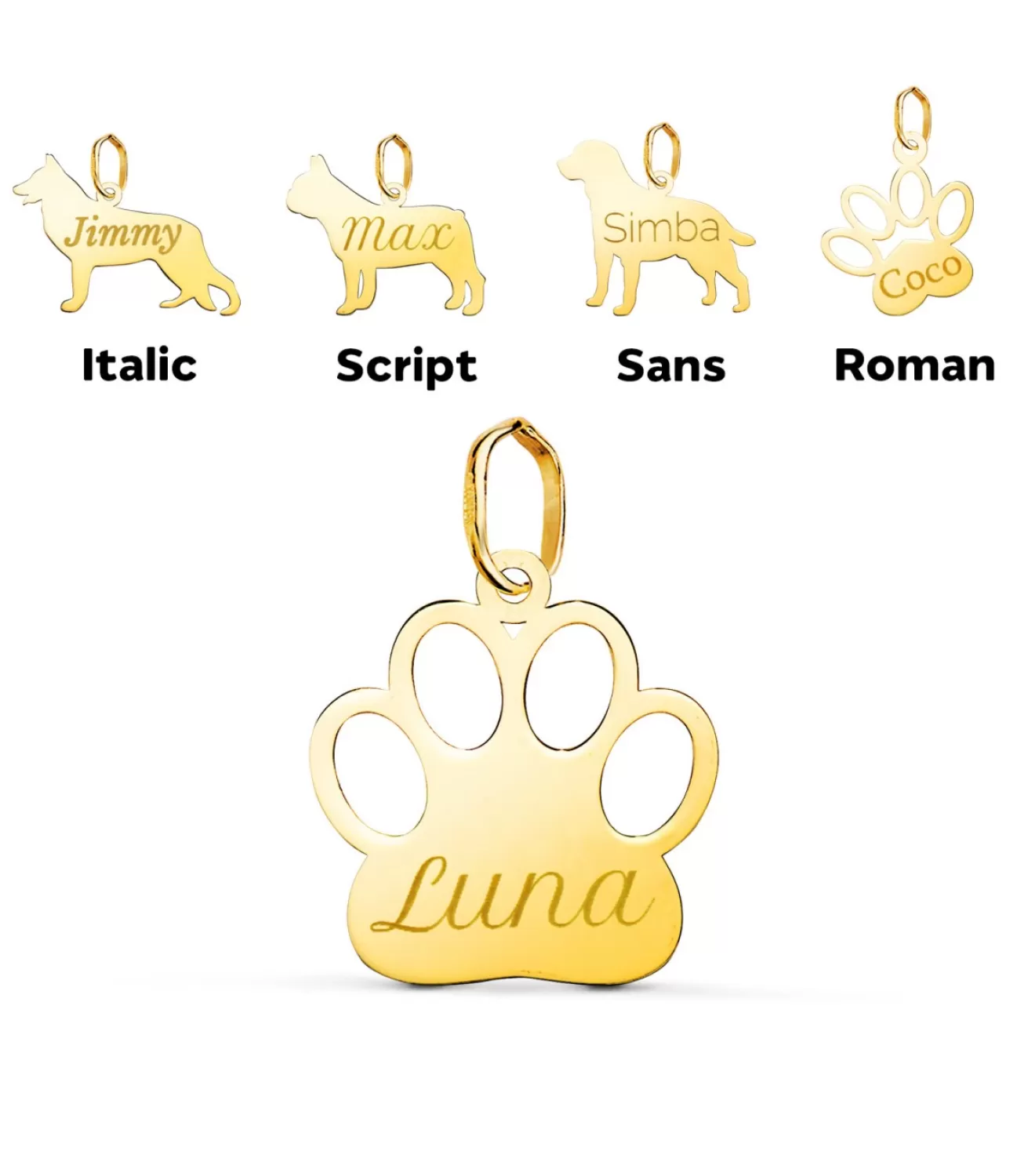Colgante Huella Perro Personalizado Oro 18K<Alda Joyeros Best
