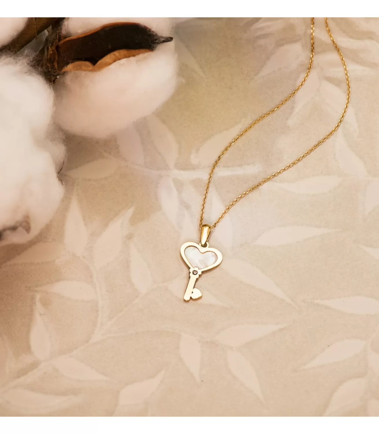 Colgante Llave Corazon Nacar Oro 18K<Alda Joyeros Sale