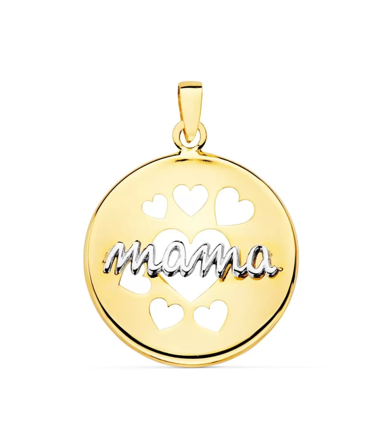 Colgante Mama Corazones Chapa Oro Bicolor 18K<Alda Joyeros Outlet