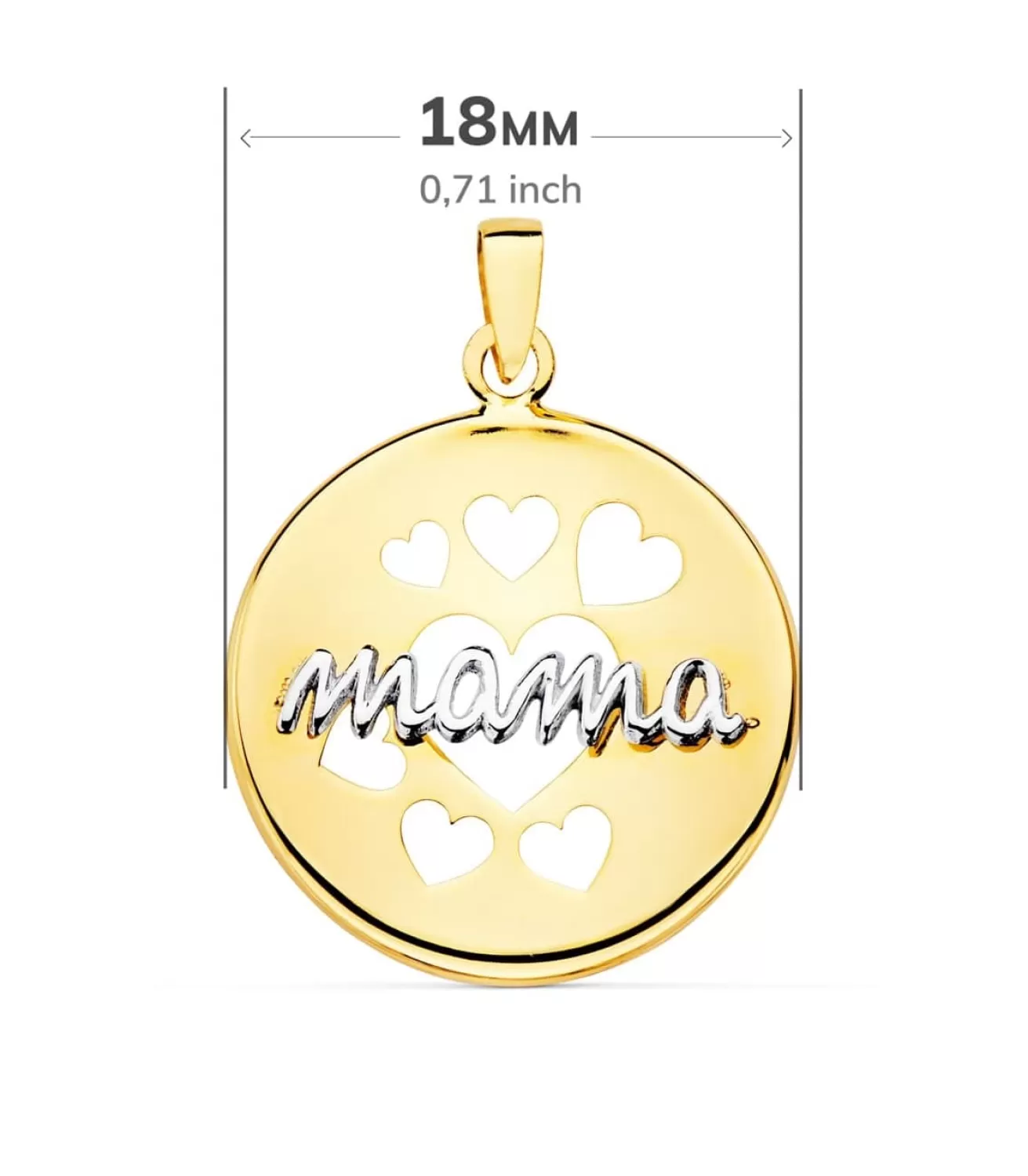 Colgante Mama Corazones Chapa Oro Bicolor 18K<Alda Joyeros Outlet