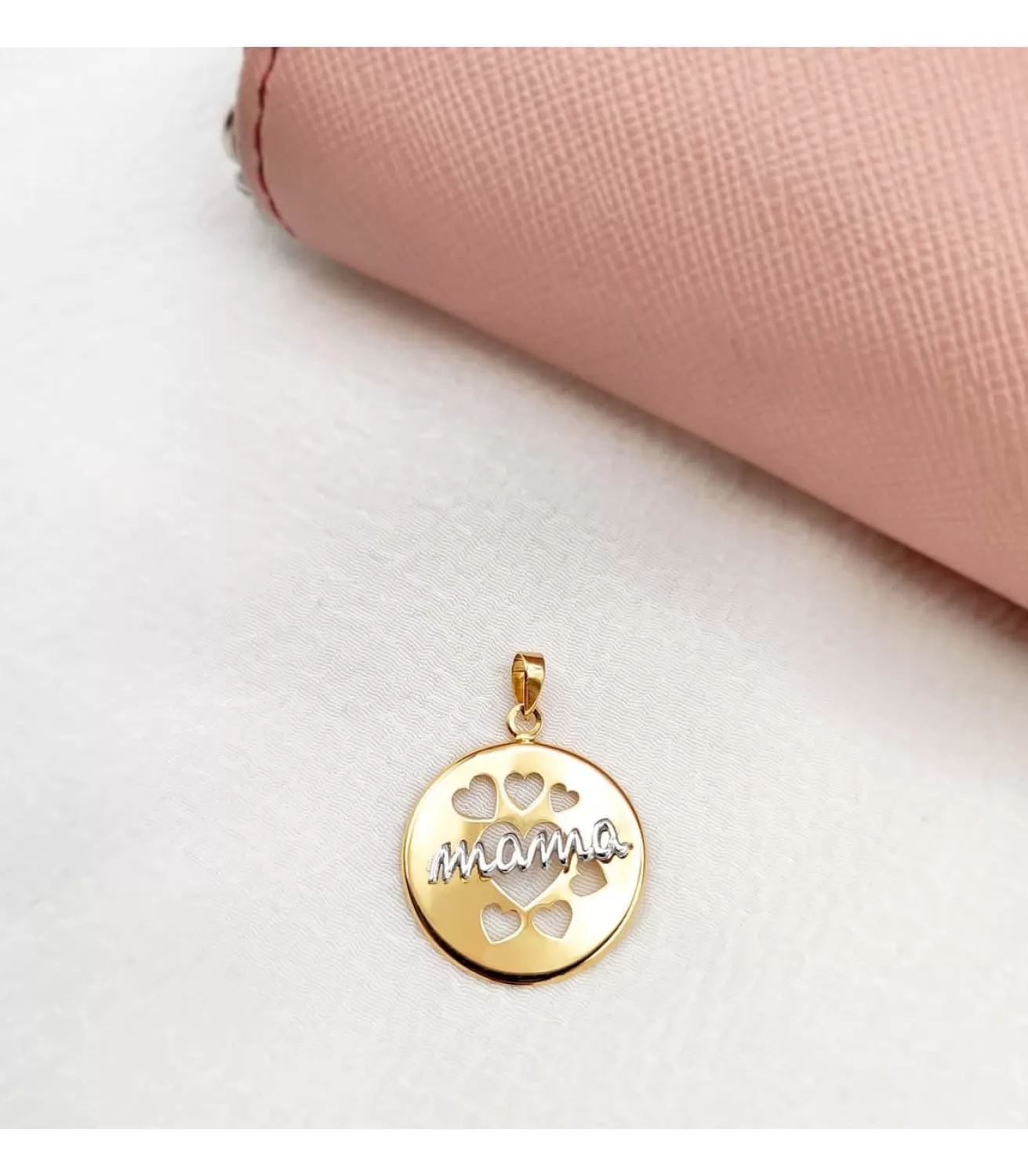 Colgante Mama Corazones Chapa Oro Bicolor 18K<Alda Joyeros Outlet