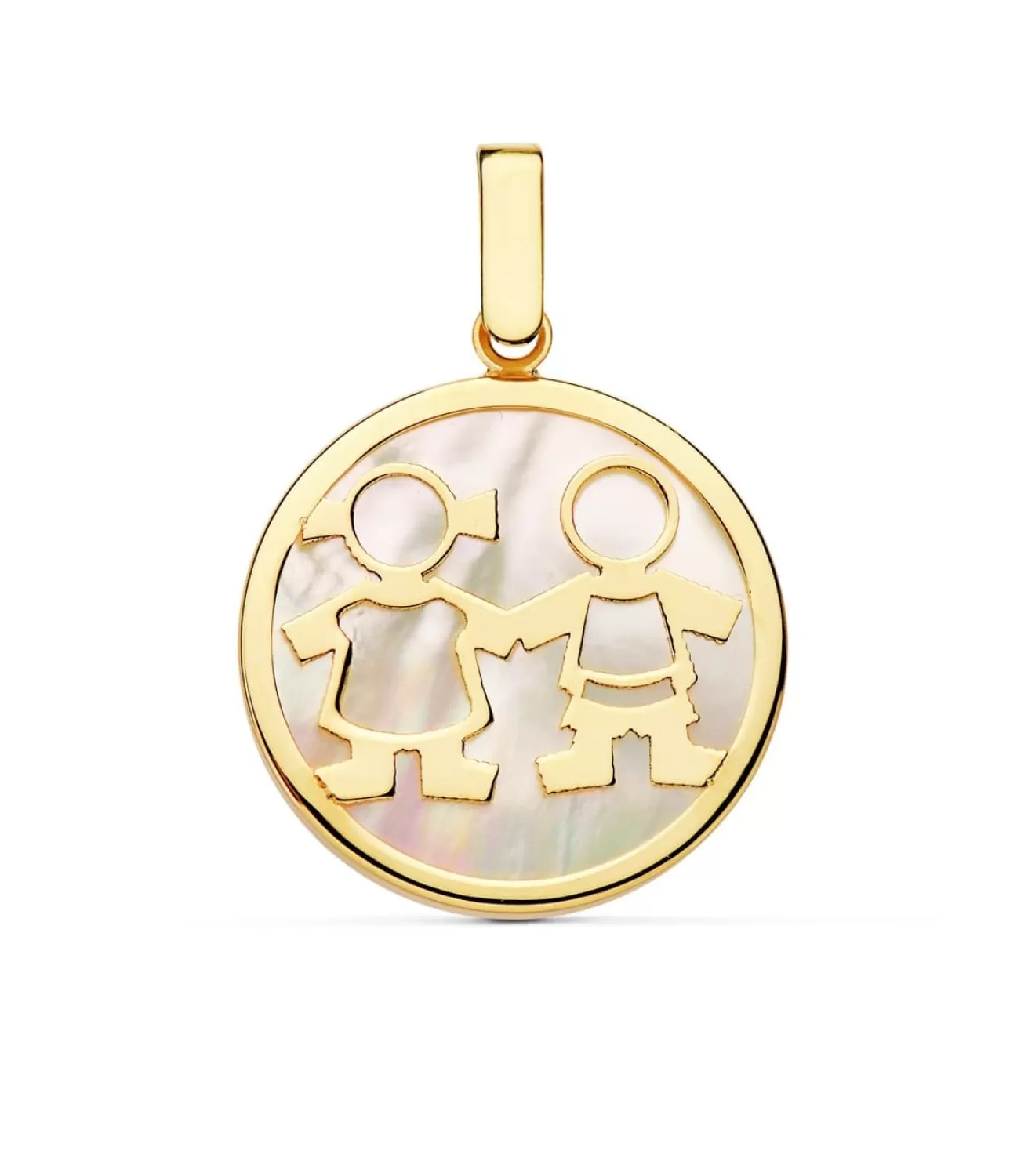 Colgante Mama Oro Amarillo 18K Nacar Nino Y Niña 20Mm<Alda Joyeros Best Sale