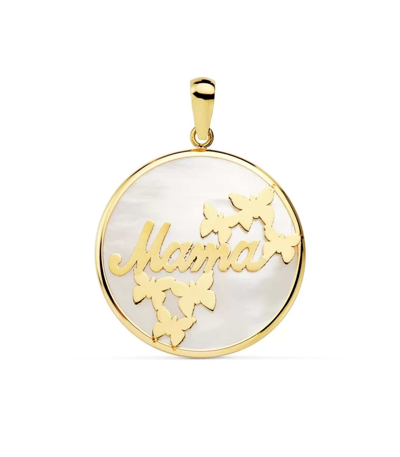 Colgante Mama Oro Amarillo 18K Nacar Y Mariposas 20Mm<Alda Joyeros Sale