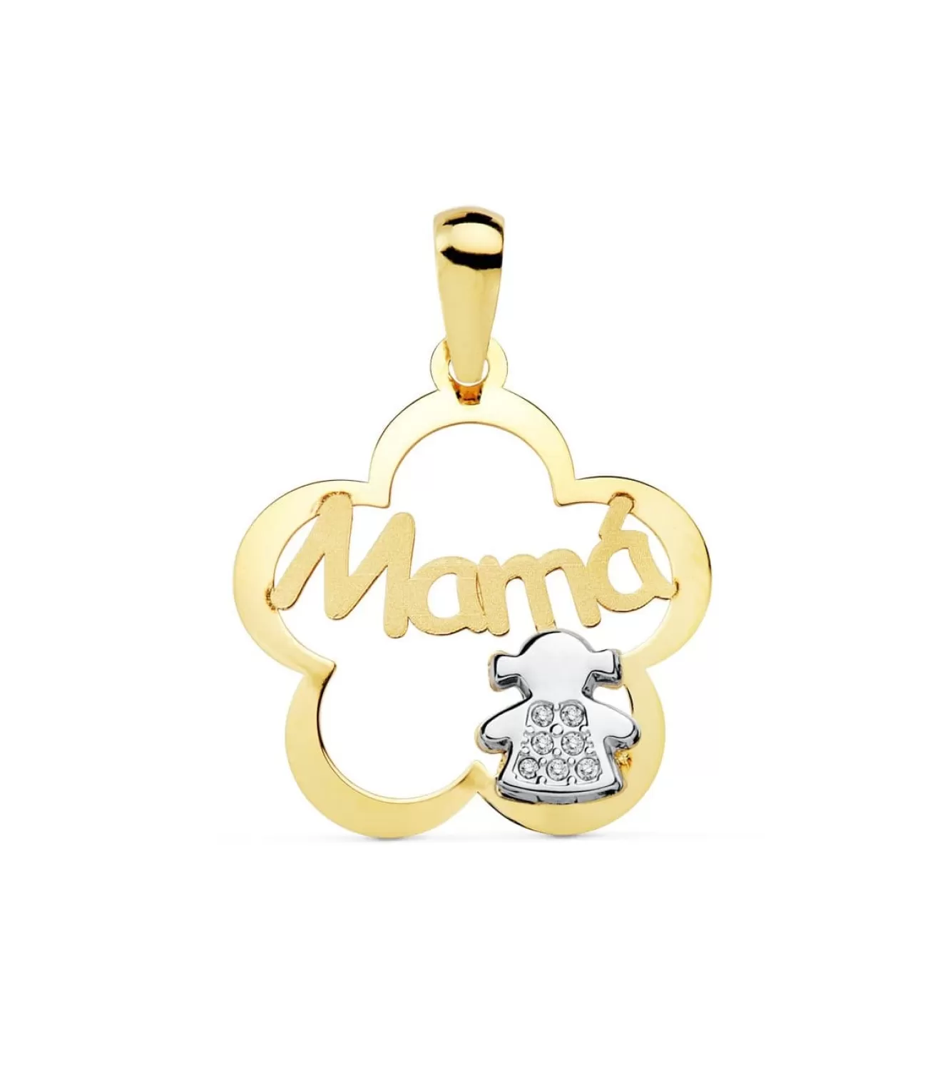 Colgante Mama Oro Bicolor 18K Flor Y Niña<Alda Joyeros Best