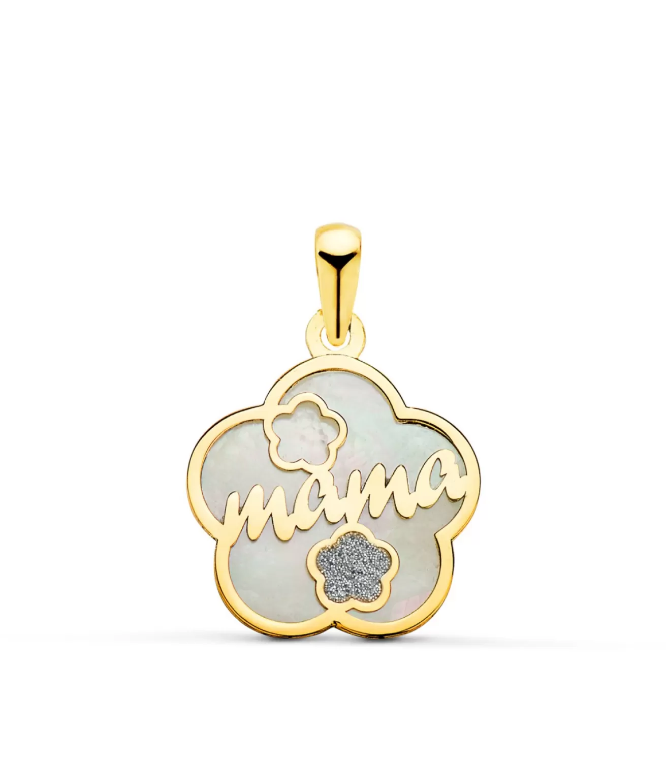 Colgante Mama Polvo De Diamante Oro 18K Flor<Alda Joyeros Best