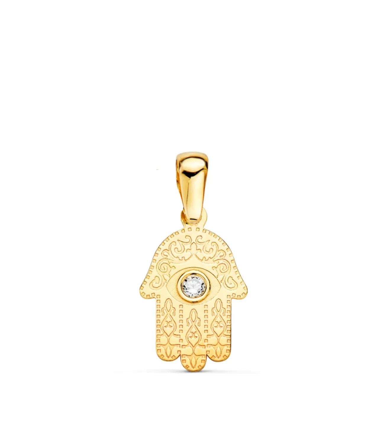 Colgante Mano De Fatima Circonita Oro 18 K 13 Mm<Alda Joyeros Store