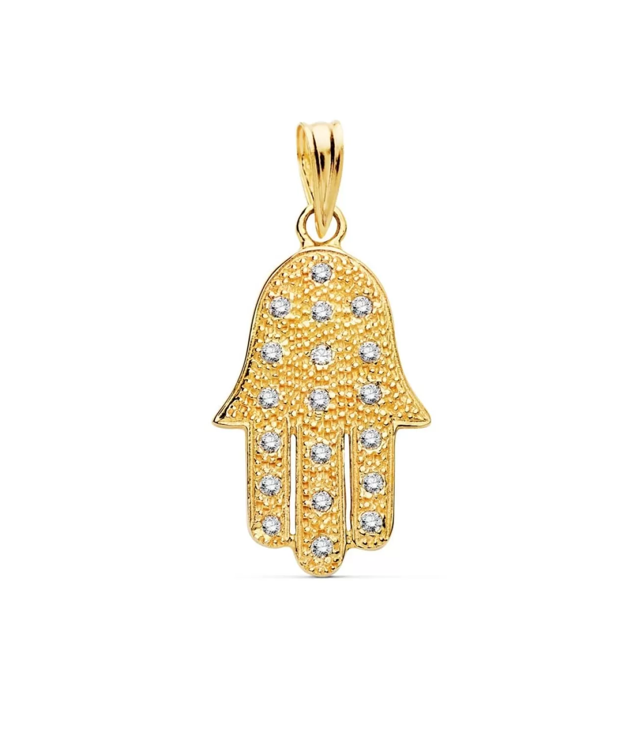 Colgante Mano De Fatima Hamsa Circonitas Oro 18K 22 Mm<Alda Joyeros Sale