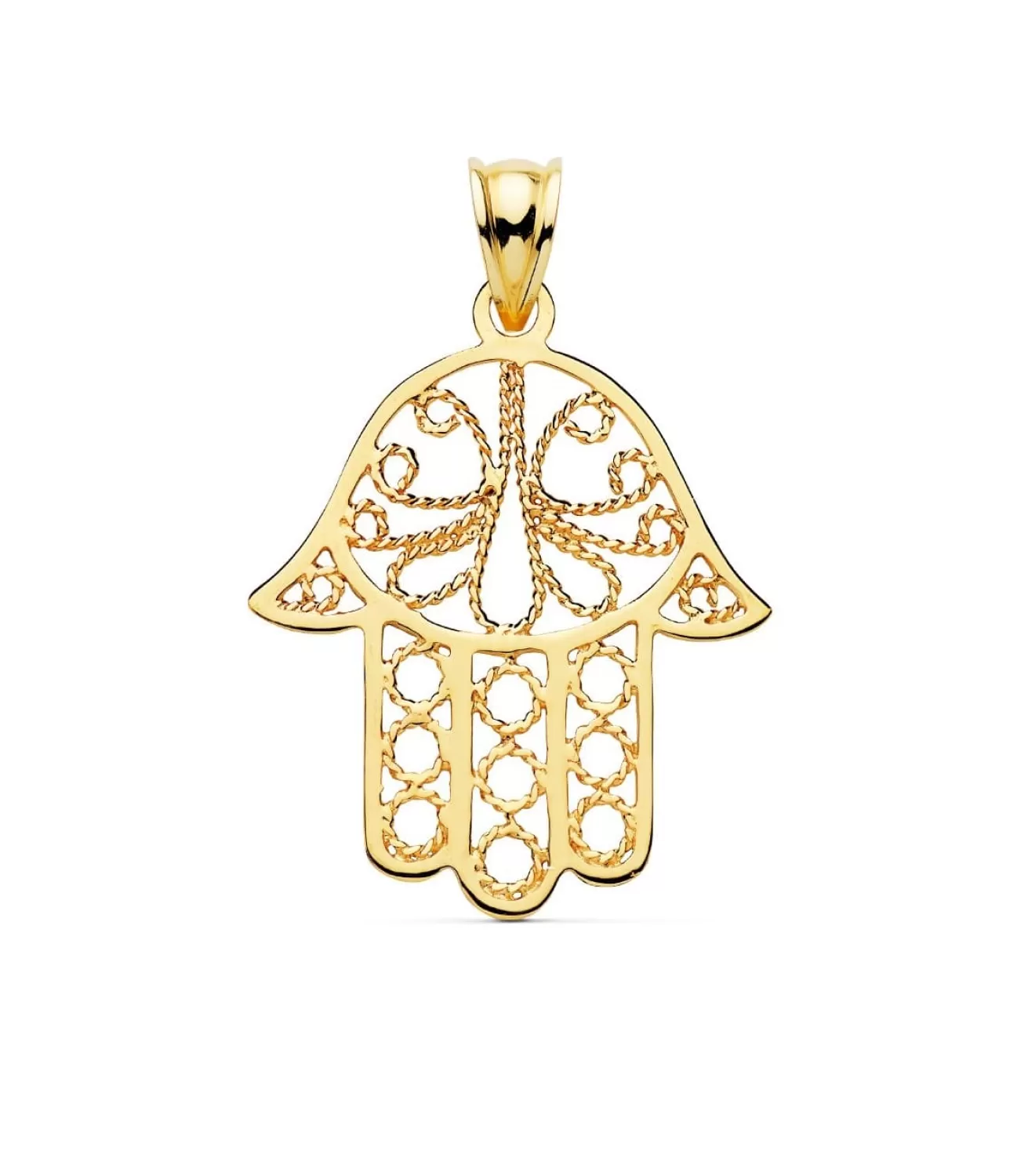 Colgante Mano De Fatima Hamsa Oro 18K 32 Mm<Alda Joyeros Flash Sale