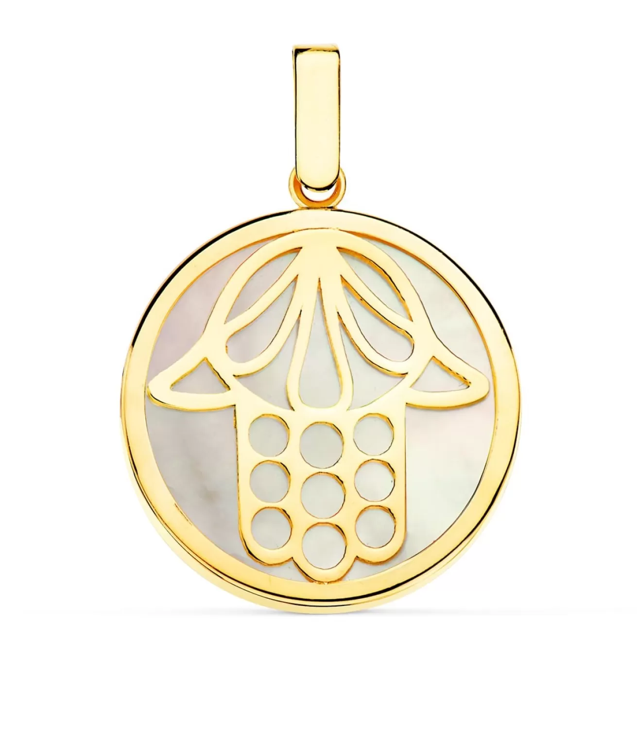 Colgante Mano De Fatima Nacar Oro Amarillo 18 K 20 Mm<Alda Joyeros Sale
