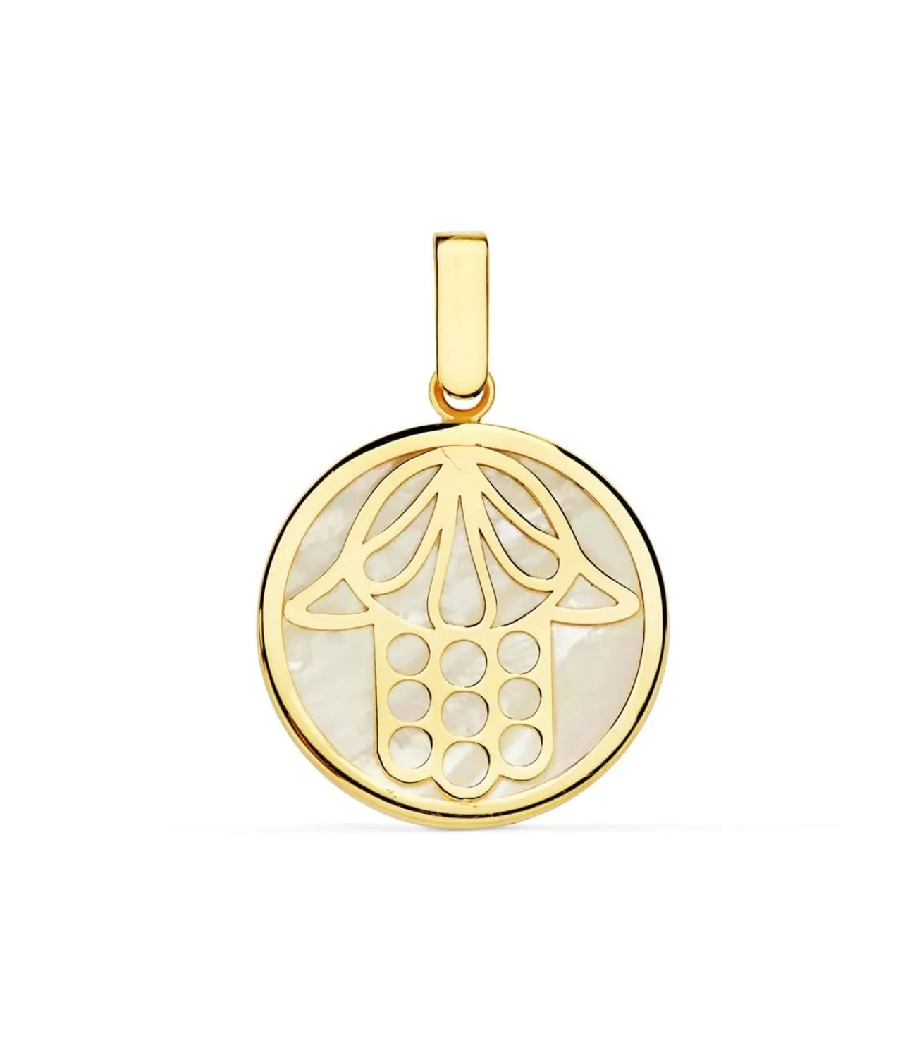 Colgante Mano De Fatima Nacar Oro Amarillo 18K 18Mm<Alda Joyeros New