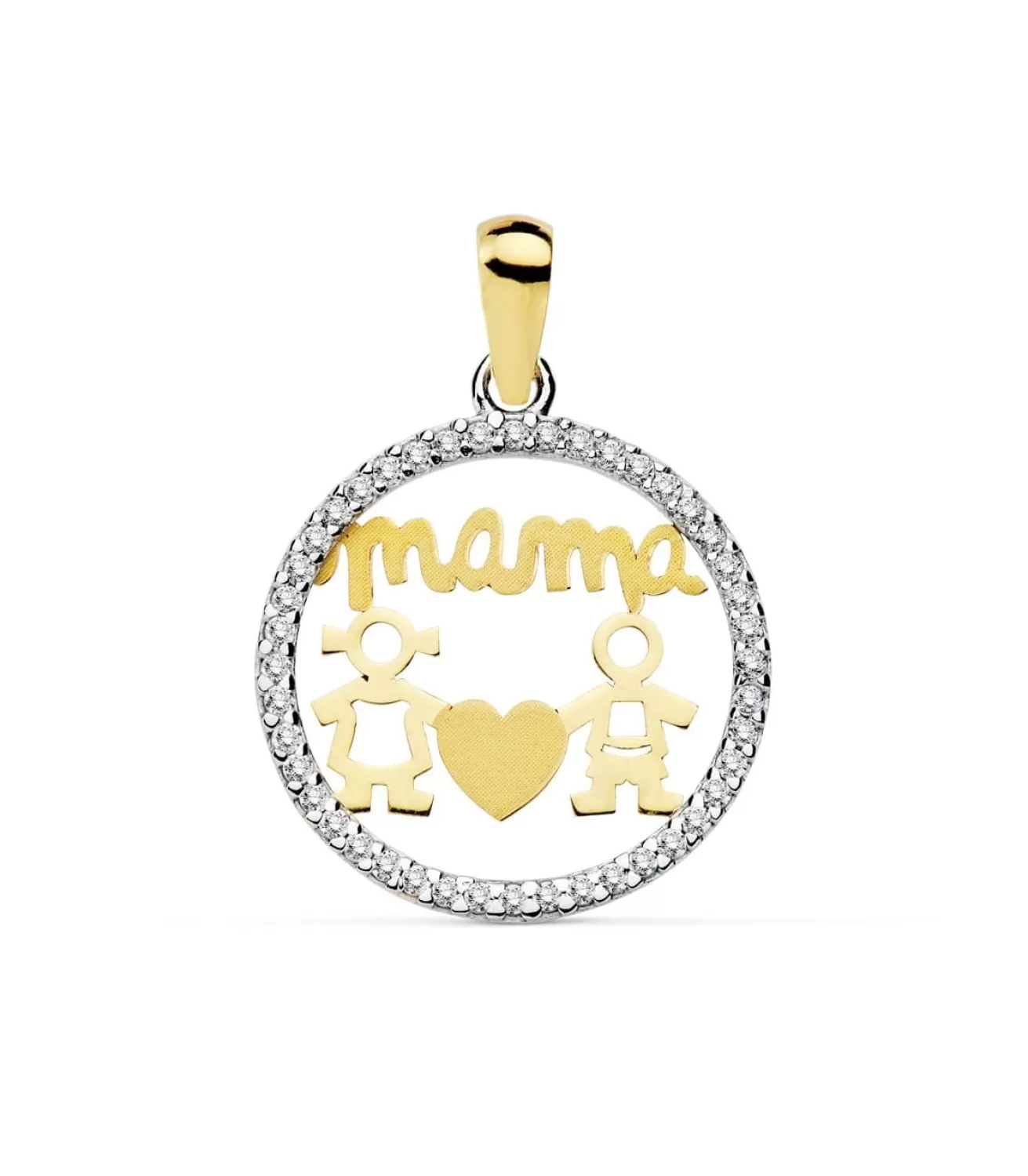 Colgante Mensaje Mama Oro Bicolor Siluetas Nino Niña 18K<Alda Joyeros Clearance