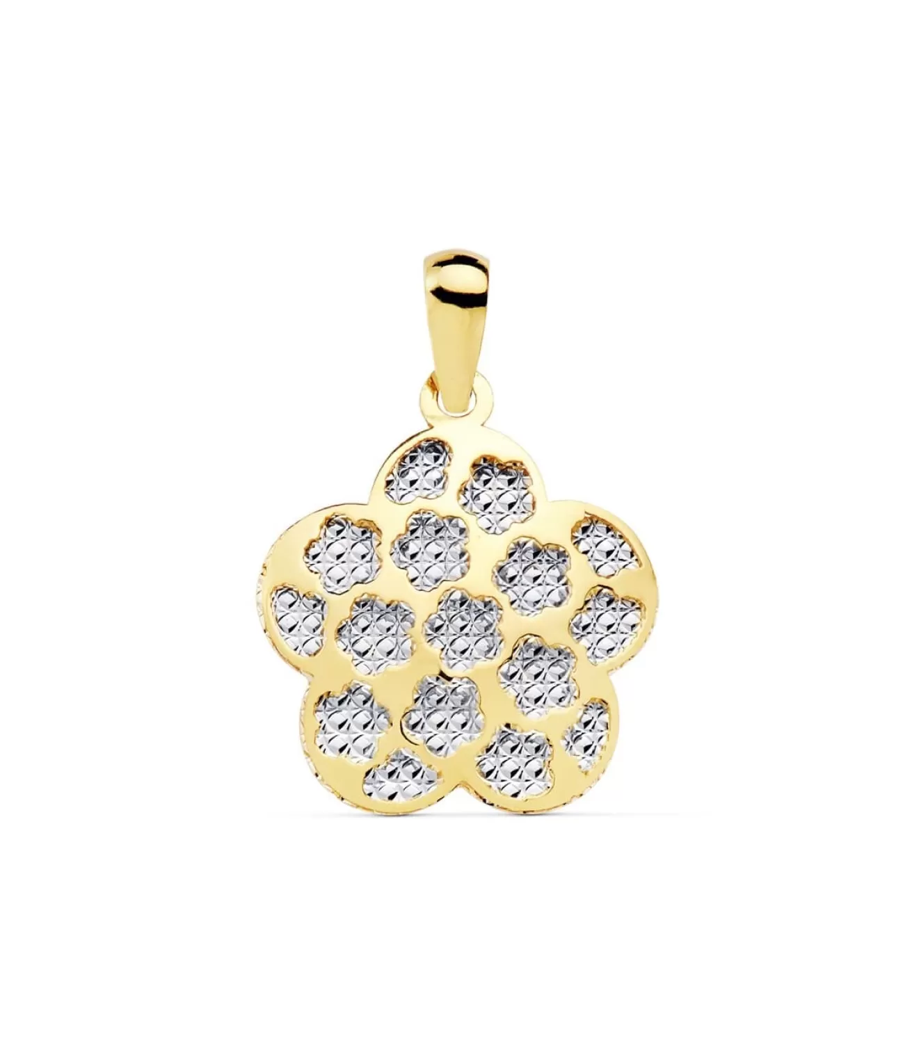 Colgante Mujer Silvia Oro Bicolor 18K Flor 17 Mm<Alda Joyeros Best Sale