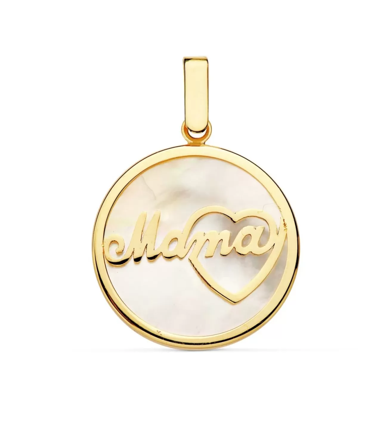 Colgante Nacar Mama Corazon Oro Amarillo 18K 20Mm<Alda Joyeros Discount