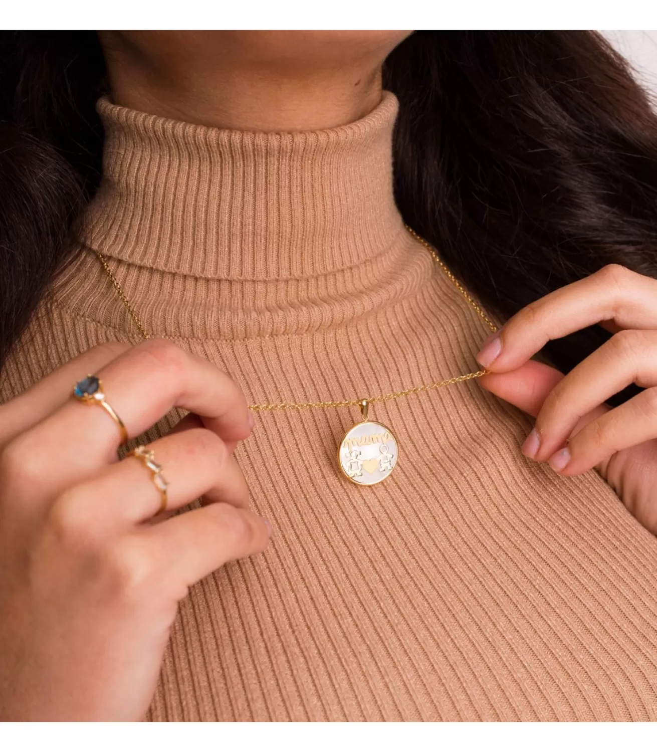 Colgante Nacar Mama Oro Amarillo 18K Siluetas Nino Niña 20Mm<Alda Joyeros Hot