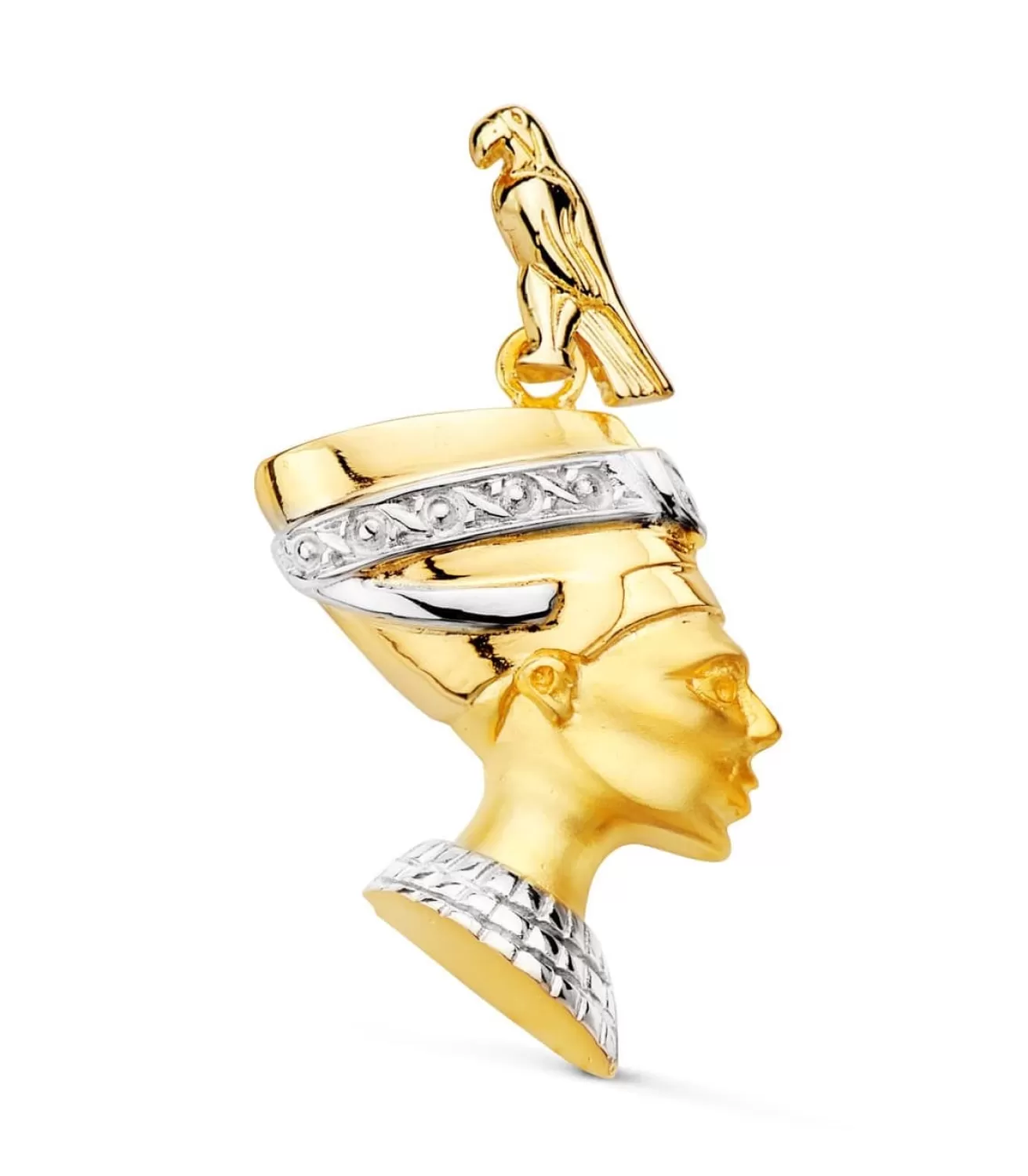 Colgante Nefertiti Oro Bicolor 18K Perfil 30 Mm<Alda Joyeros Online