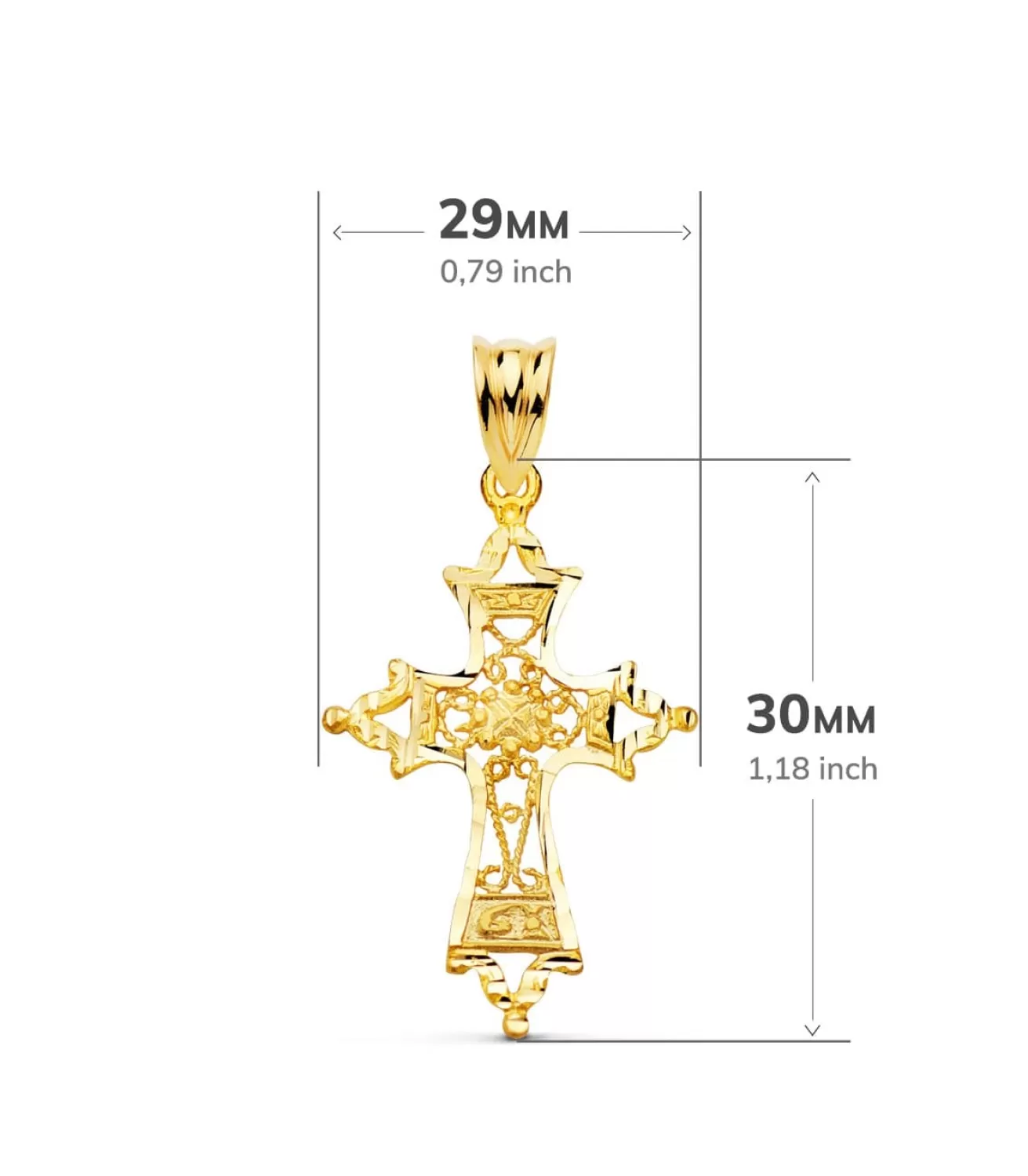 Colgante Oro 18K Cruz Filigrana 30 Mm<Alda Joyeros New