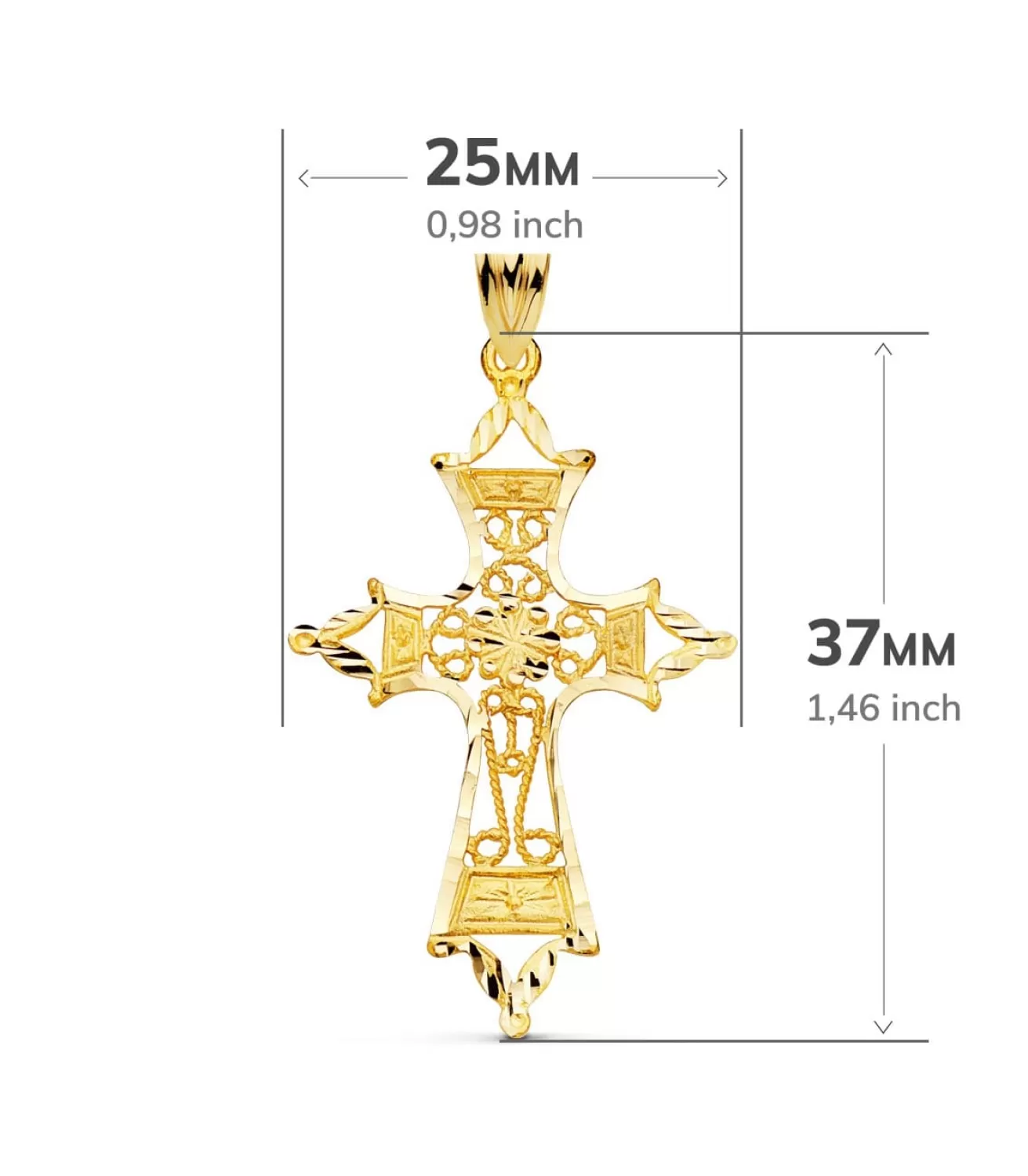 Colgante Oro 18K Cruz Filigrana 37 Mm<Alda Joyeros Best Sale