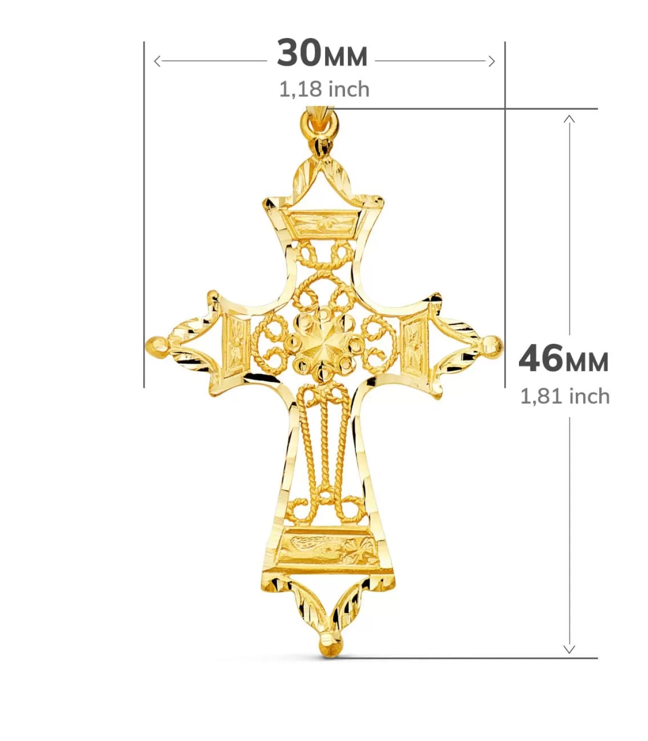 Colgante Oro 18K Cruz Filigrana 46 Mm<Alda Joyeros Fashion