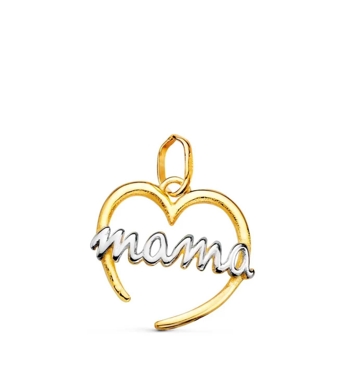 Colgante Oro Bicolor 18K Corazon Mama<Alda Joyeros Store