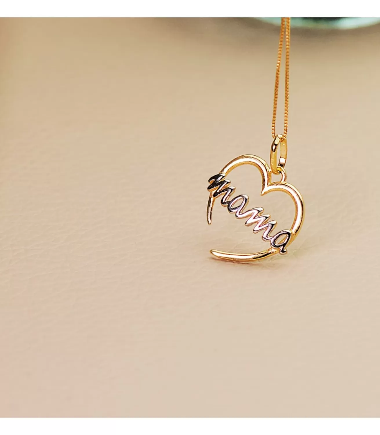 Colgante Oro Bicolor 18K Corazon Mama<Alda Joyeros Store