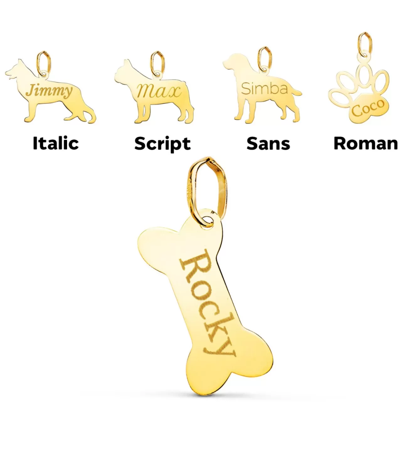 Colgante Personalizado Hueso Perro Oro 18K<Alda Joyeros Store