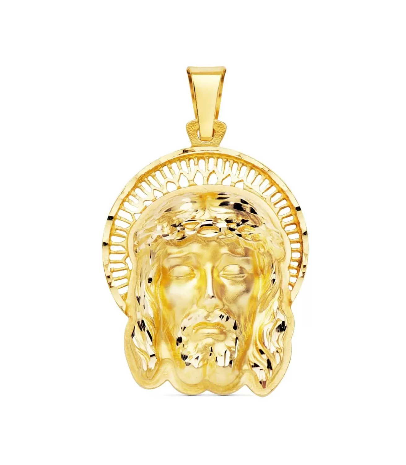 Colgante Rostro Cristo Aureola Oro 18K 31Mm<Alda Joyeros Hot