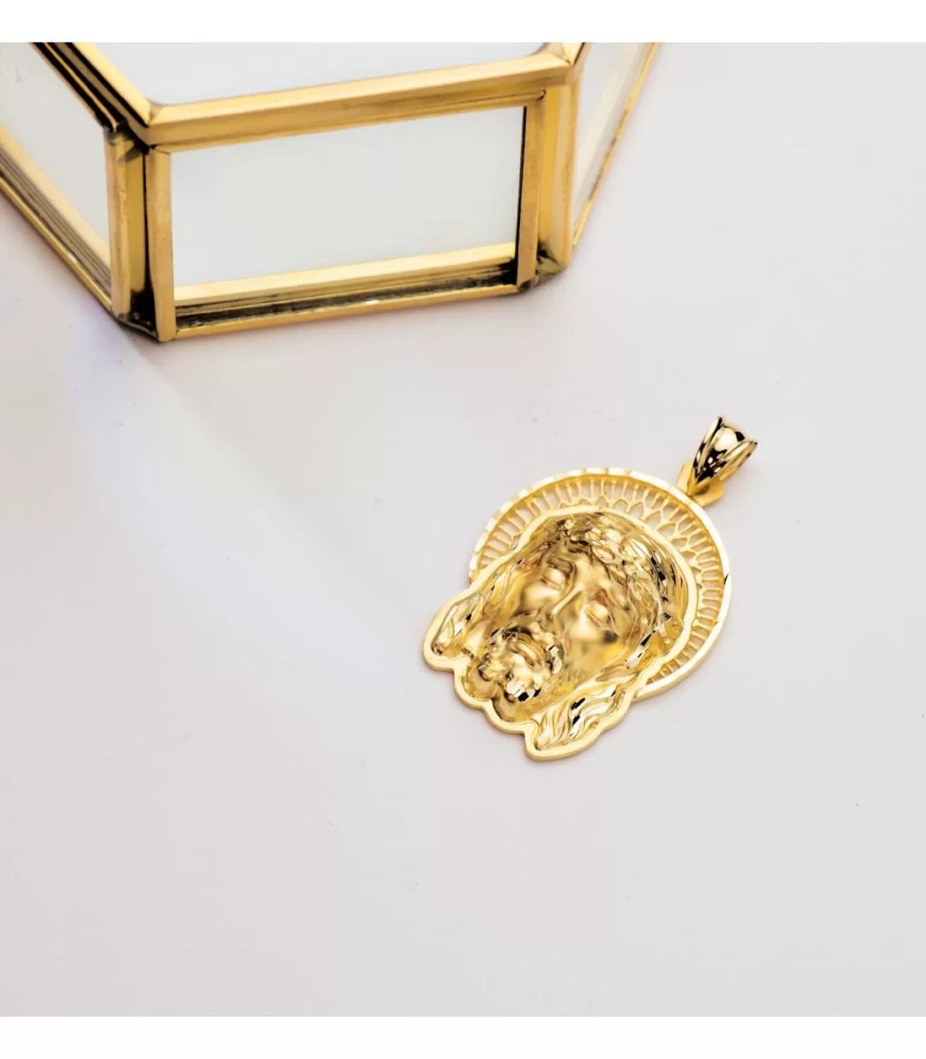 Colgante Rostro Cristo Aureola Oro 18K 31Mm<Alda Joyeros Hot