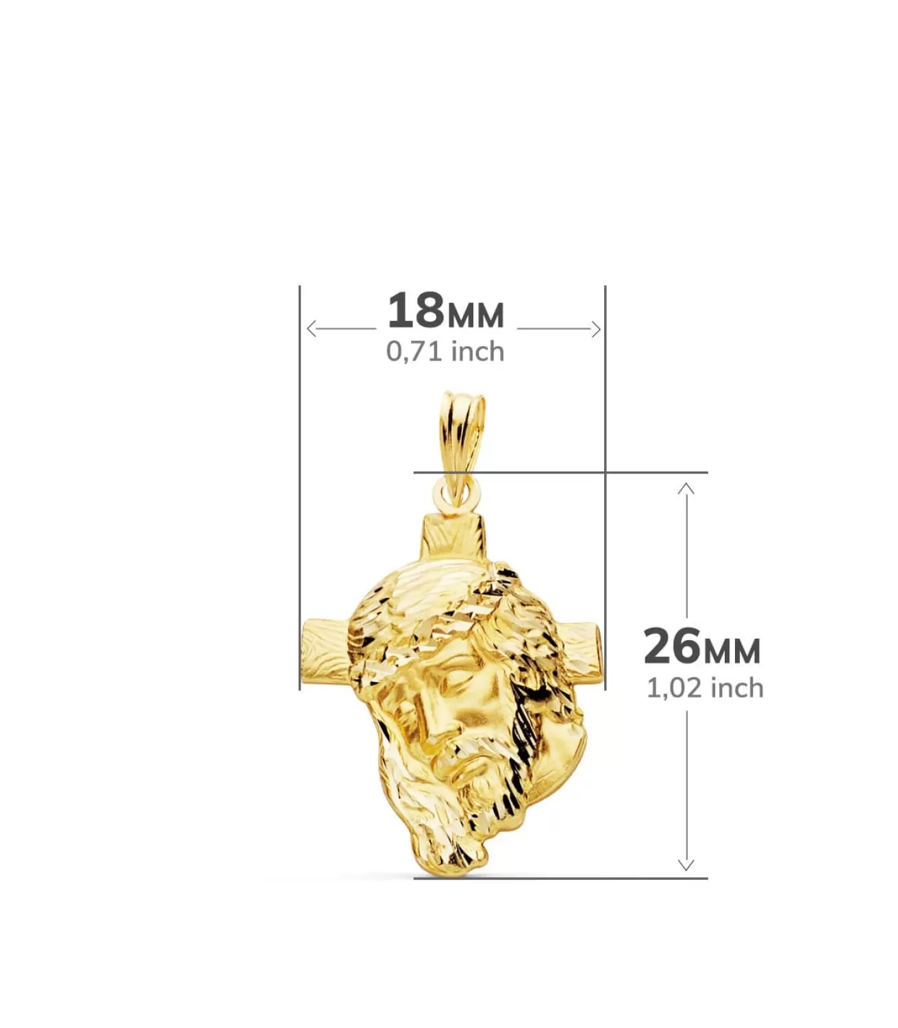 Colgante Rostro Cristo Cruz Oro 18K 26Mm<Alda Joyeros Best Sale
