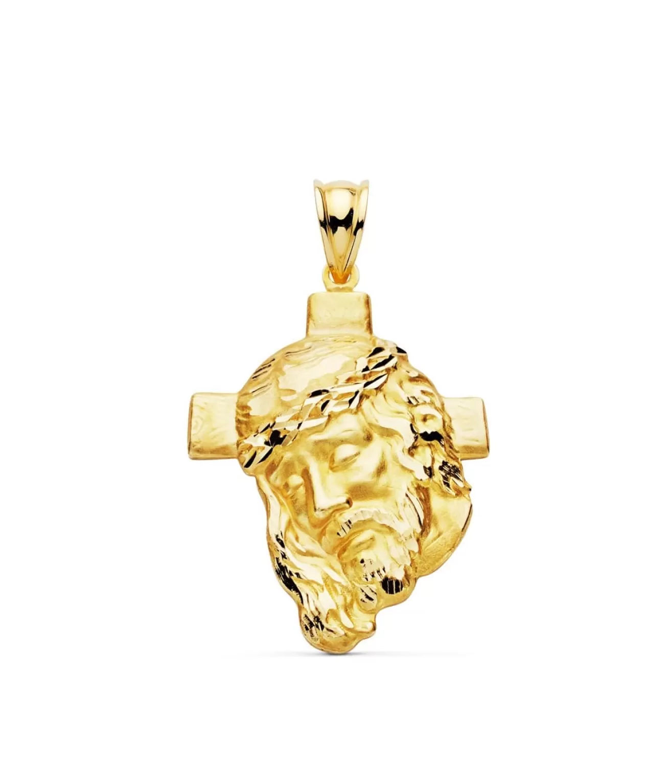 Colgante Rostro Cristo Cruz Oro 18K 35Mm<Alda Joyeros Hot