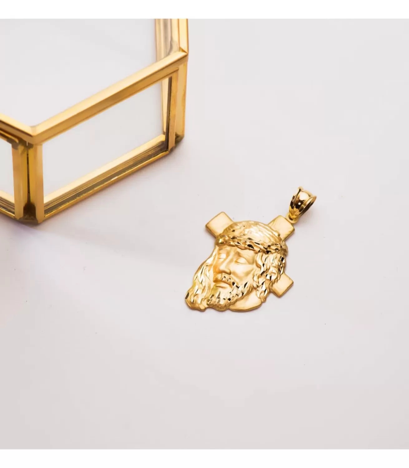 Colgante Rostro Cristo Cruz Oro 18K 35Mm<Alda Joyeros Hot