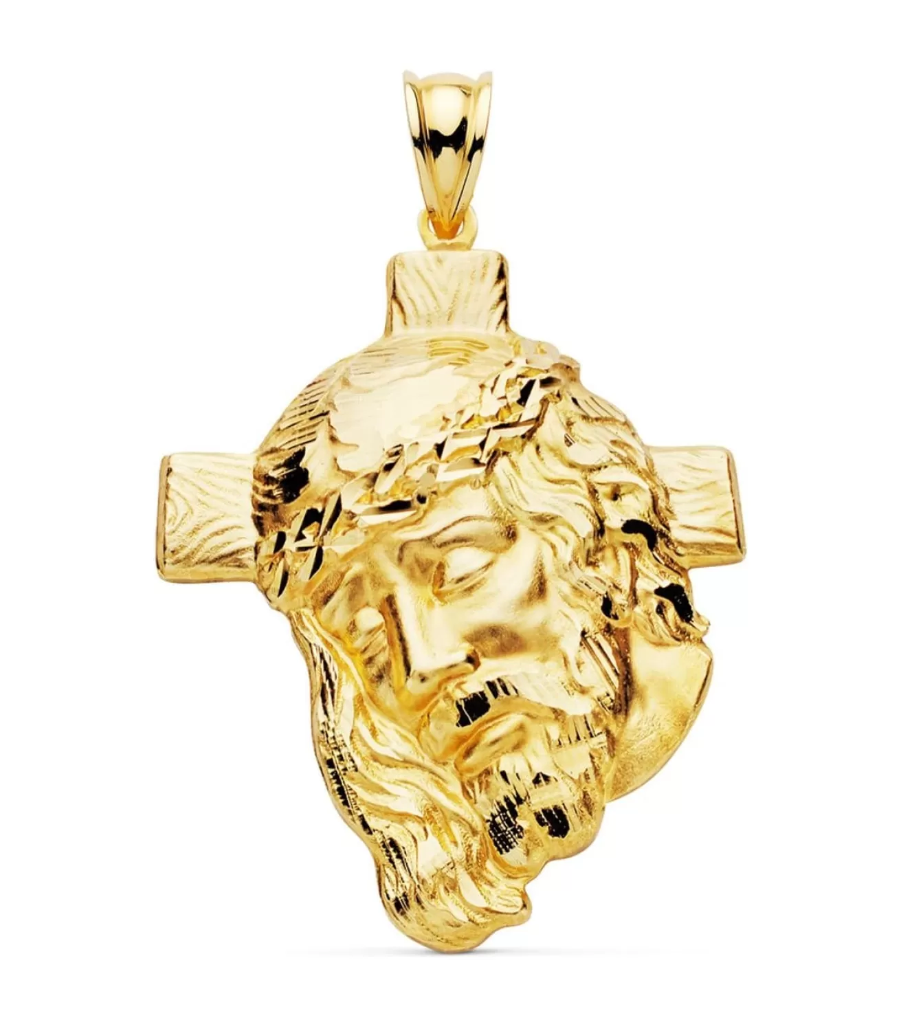 Colgante Rostro Cristo Cruz Oro 18K 40Mm<Alda Joyeros Outlet