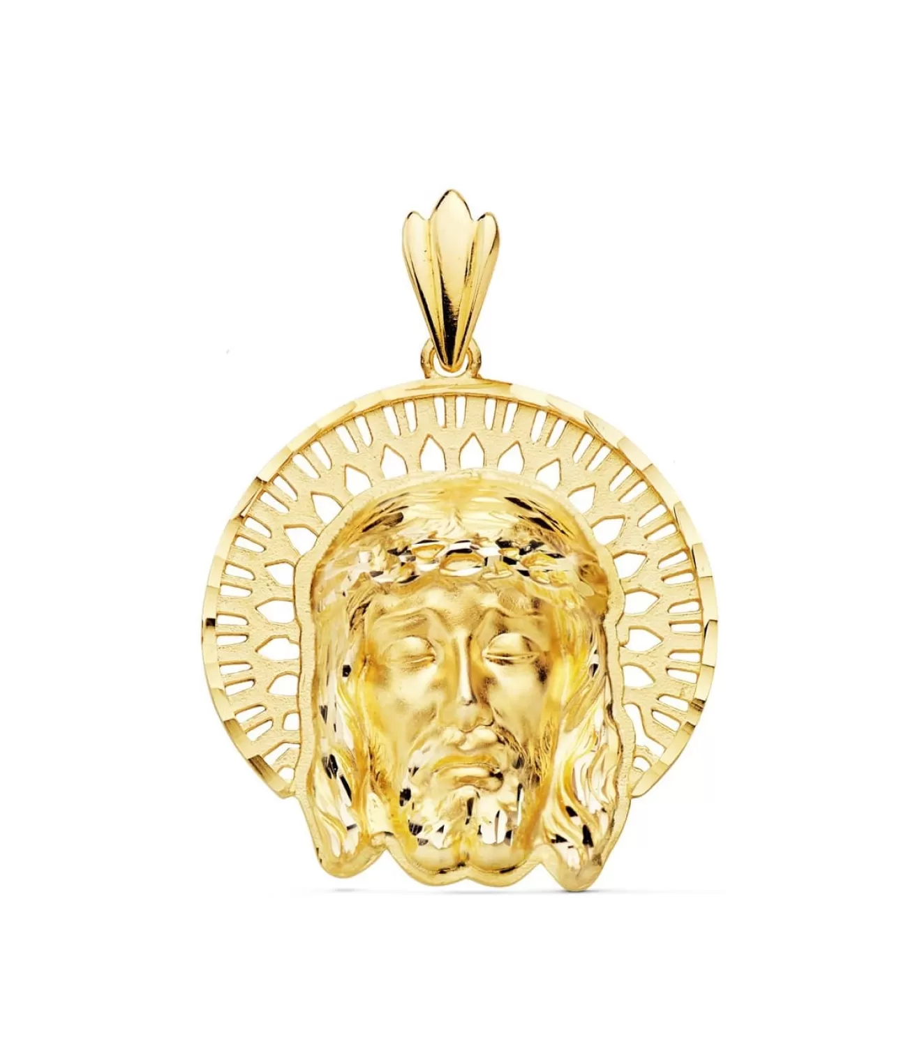 Colgante Rostro De Cristo Cerco Oro 18K 31Mm<Alda Joyeros Flash Sale