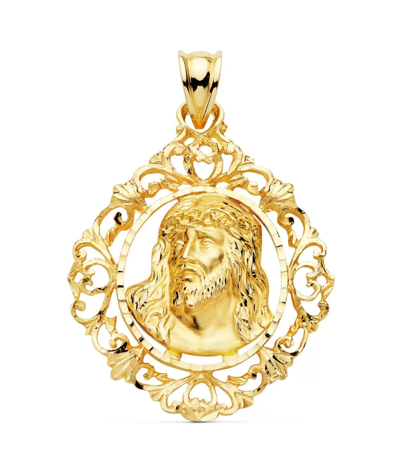 Colgante Rostro De Cristo Cerco Oro 18K 32Mm<Alda Joyeros Fashion