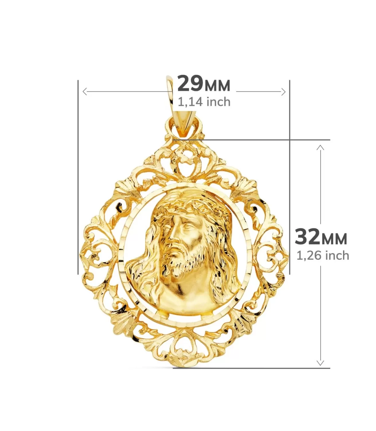Colgante Rostro De Cristo Cerco Oro 18K 32Mm<Alda Joyeros Fashion
