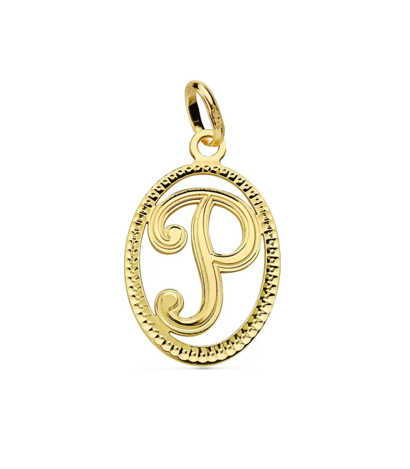 Colgante Tallado Letra P Oro Amarillo 18 K 18Mm<Alda Joyeros Shop