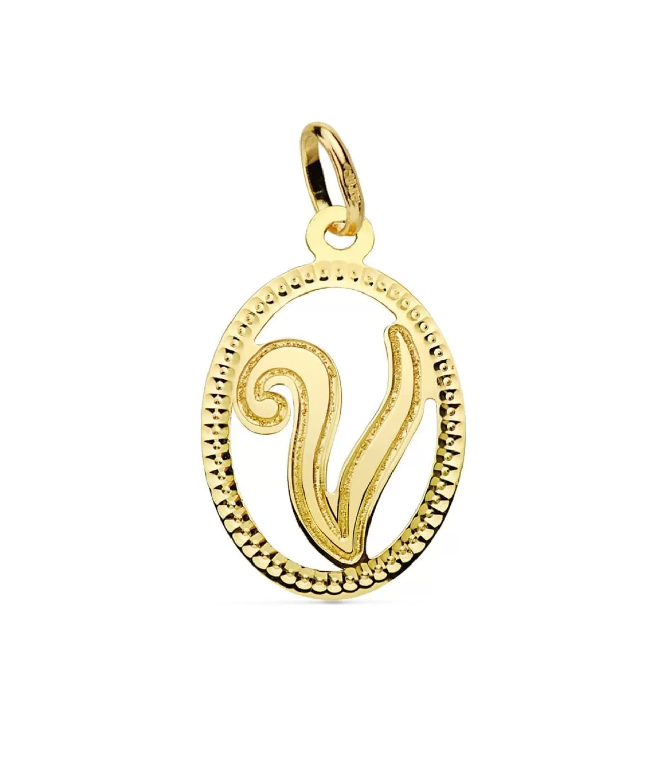 Colgante Tallado Letra V Oro Amarillo 18 K 18Mm<Alda Joyeros Fashion