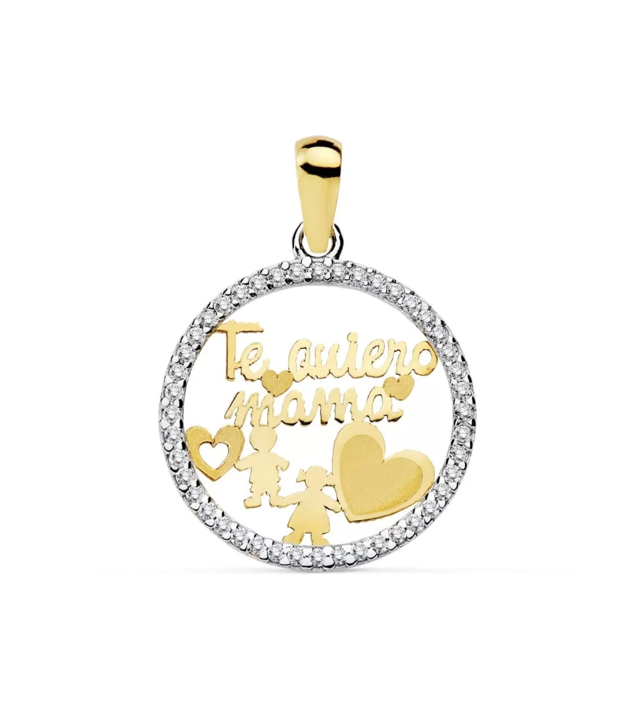 Colgante "Te Quiero Mama" Oro Bicolor 18K Nino-Niña 16Mm<Alda Joyeros Flash Sale