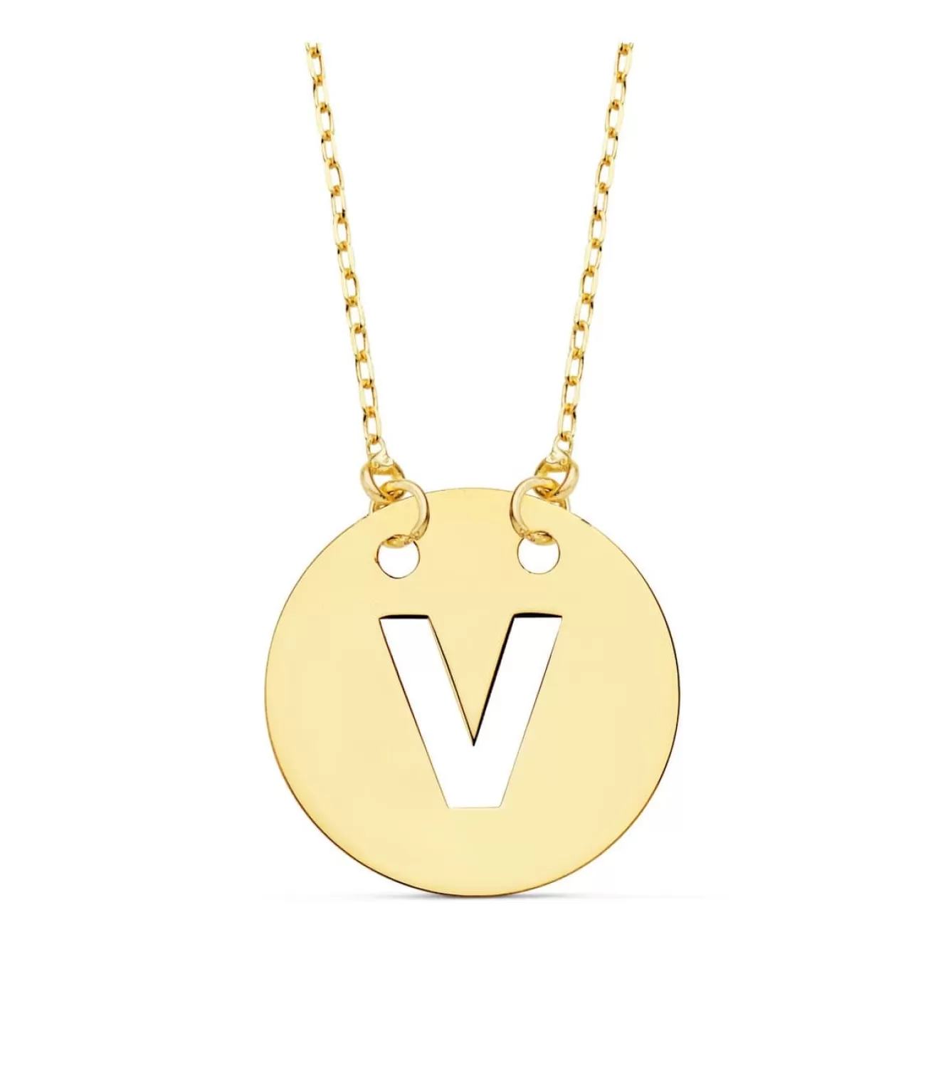 Collar Letra V Inicial Oro Amarillo 18K 42Cm<Alda Joyeros New